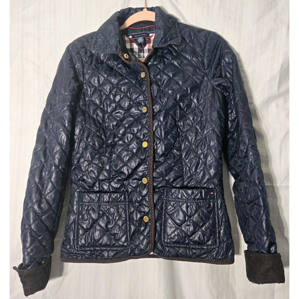 Tommy Hilfiger Diamond Quilted Barn/Equestrian Riding Jacket 2012 Blue/brown XS